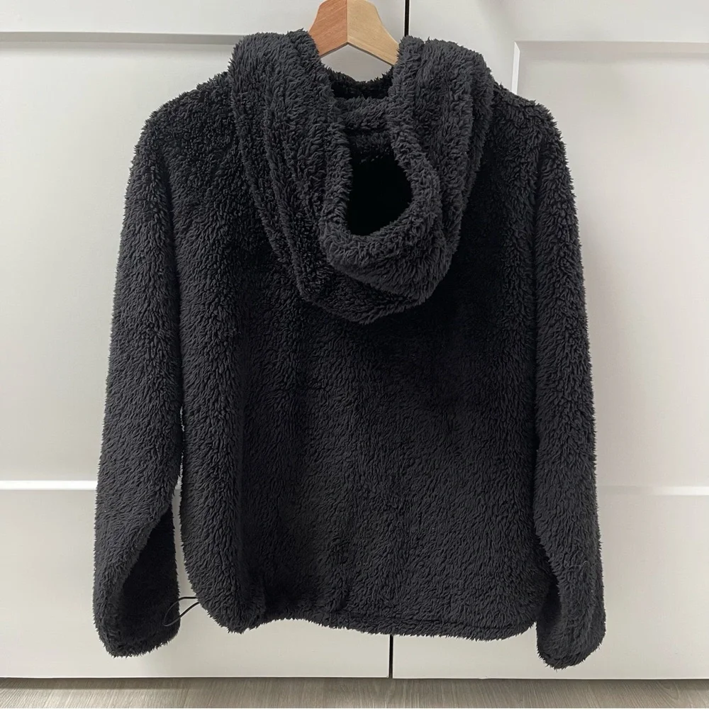 VS PINK Sherpa Hoodie Pullover Black Small - Picture 2 of 3